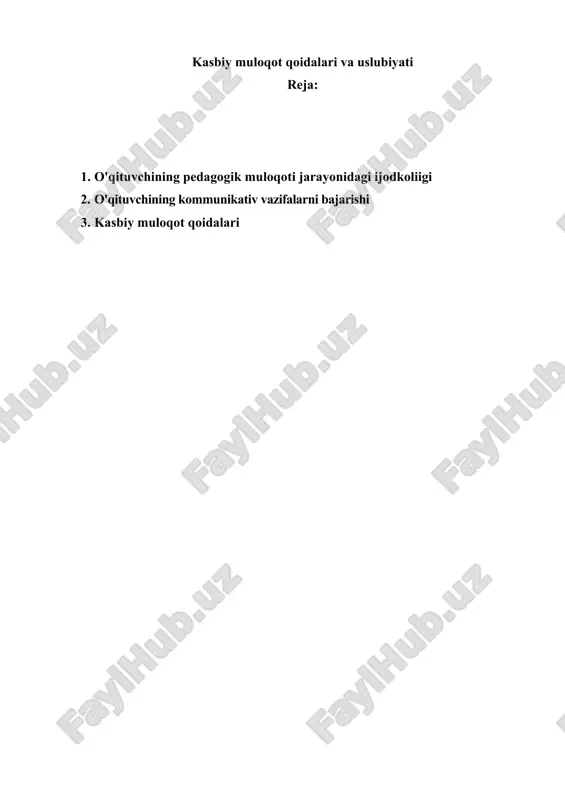 kasbiy muloqot qoidalari va uslubiyati — DOC