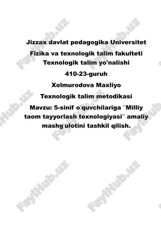 texnologik talim metodikasi — DOCX