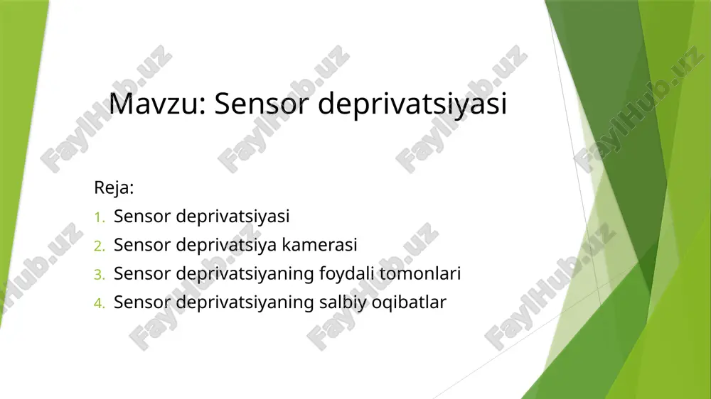 sensor deprivatsiyasi — PPTX