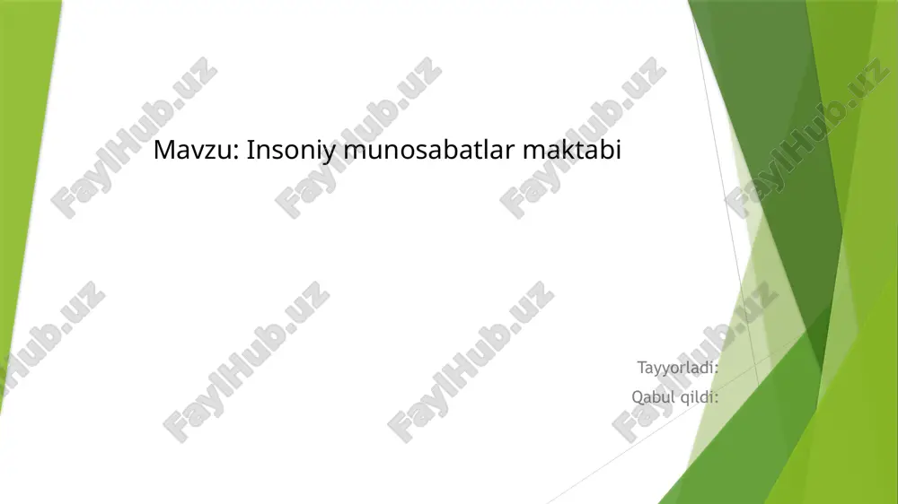 insoniy munosabatlar maktabi — PPTX