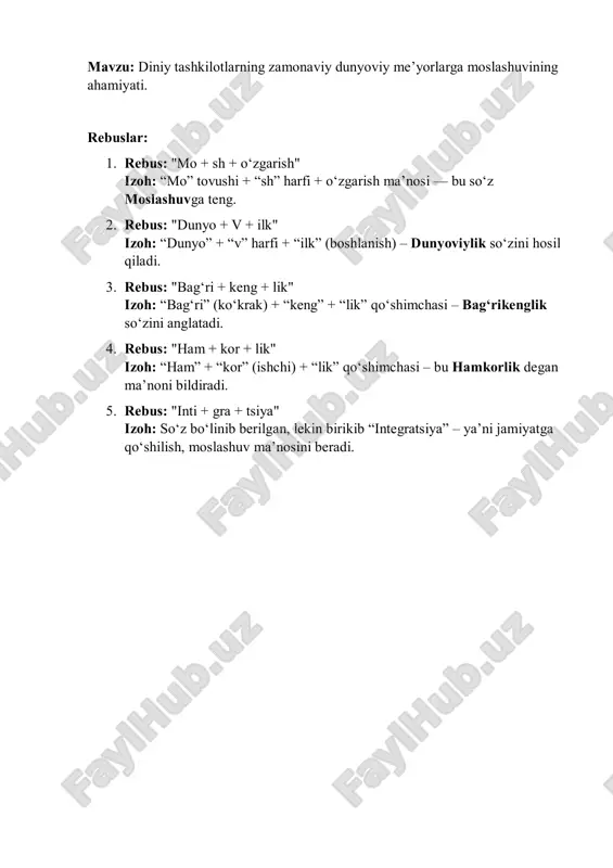 diniy tashkilotlarning zamonaviy dunyoviy meʼyorlarga moslashuvining ahamiyati — PDF