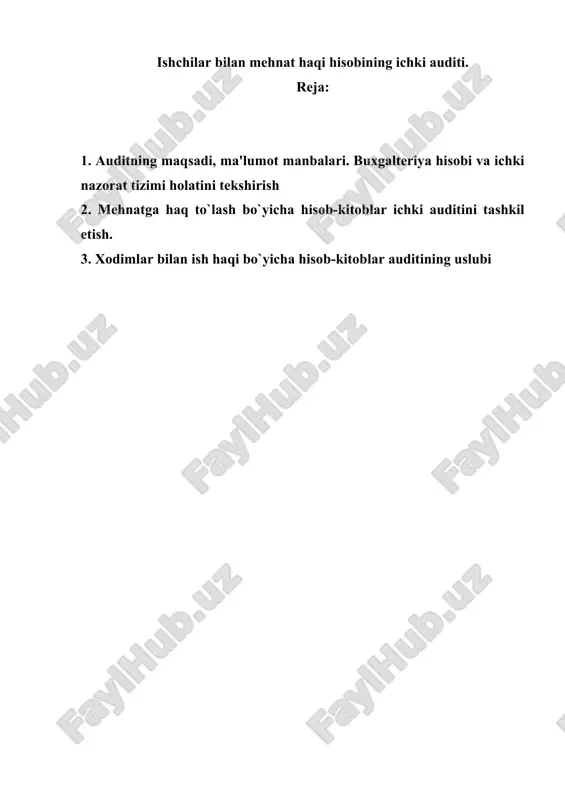 ishchilar bilan mehnat haqi hisobining ichki auditi — DOC