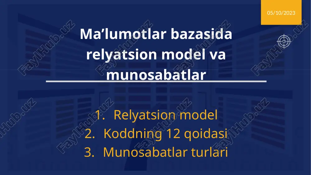 relyatsion ma'lumotlar bazasi — PPTX
