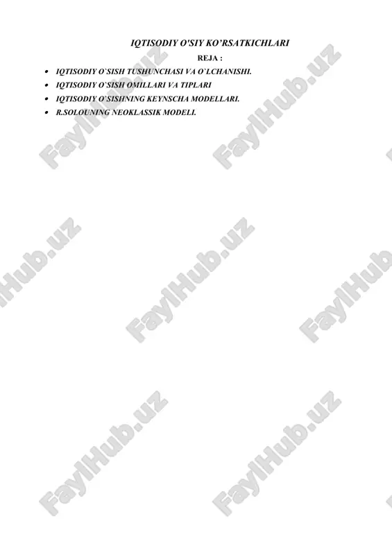 iqtisodiy o'siy ko’rsatkichlari — DOCX