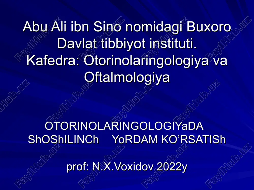 abu ali ibn sino nomidagi buxoro davlat tibbiyot instituti — PPT