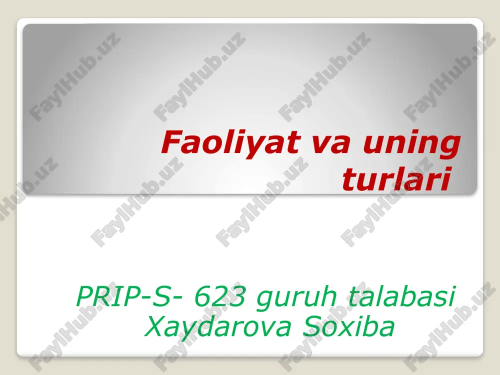 faoliyatning turlari — PPTX