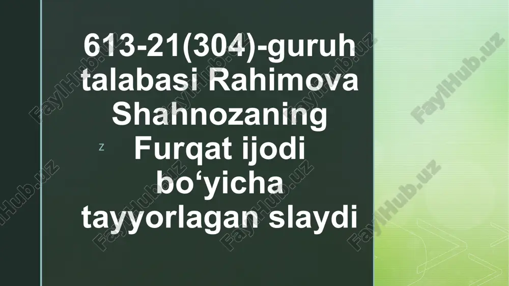 furqat hayoti va ijodi — PPTX