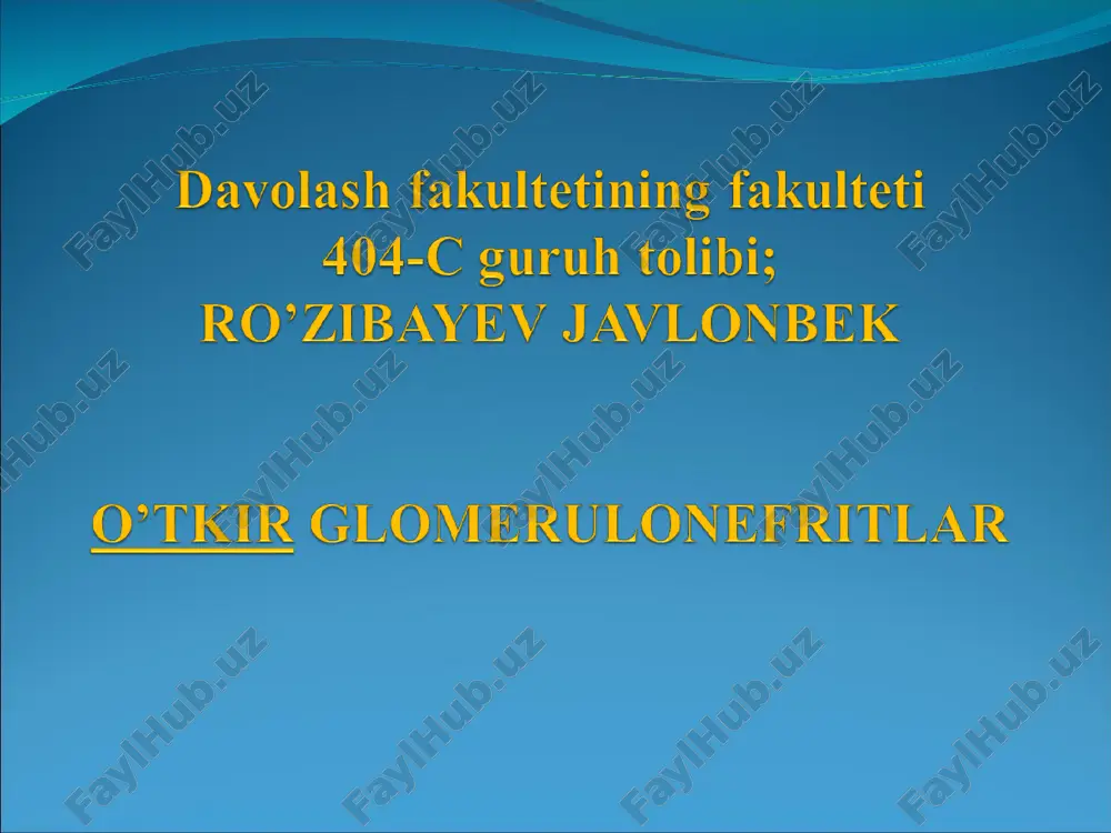 o'tkir glomerulonefritlar — PPT