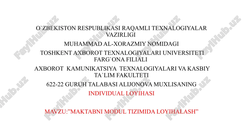 maktabni modul tizimida loyihalash — PPTX