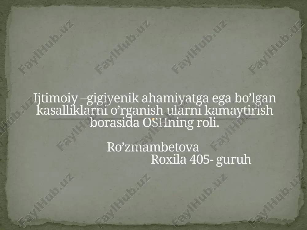 epidemik yuqumli va epidemik kasalliklarni o'rganish — PPTX