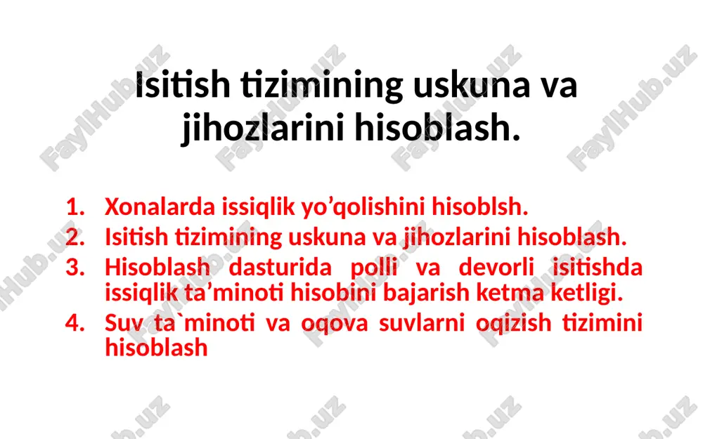 isitish tizimining uskunavajlari. — PPTX