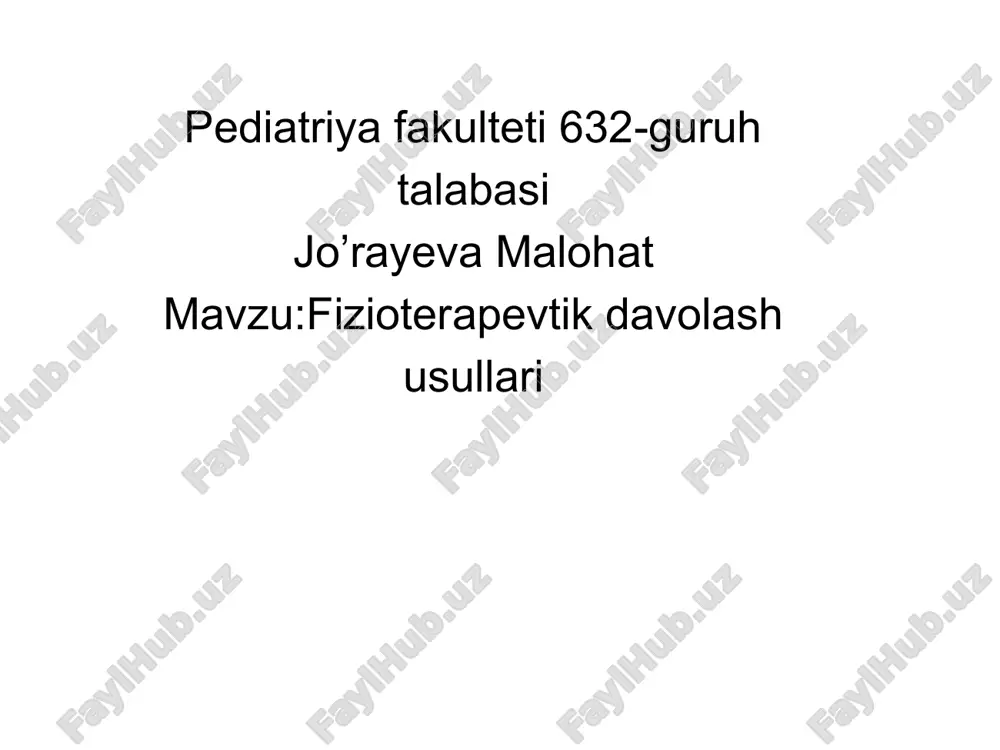 fizioterapiya usullari — PPTX