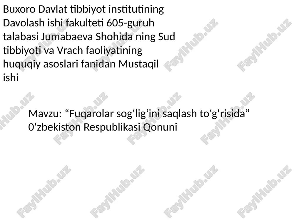 "fuqarolar sog‘lig‘ini saqlash to‘g‘risida" — PPTX