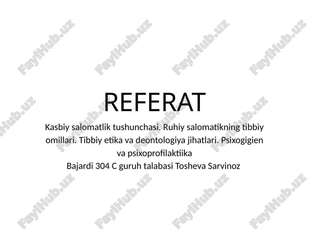 kasbiy salomatlik tushunchasi — PPTX