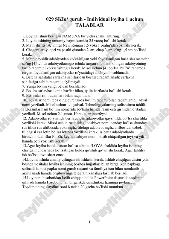 matn shakillantirish talablari — DOCX