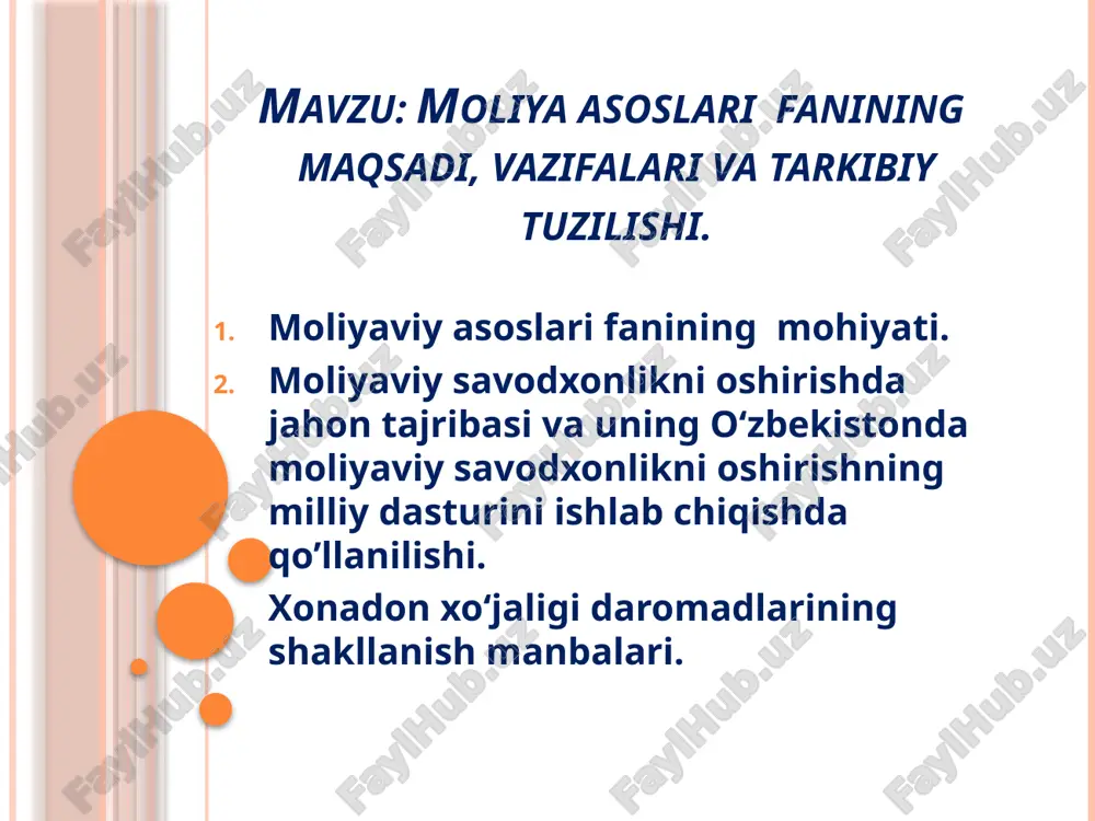 moliya asoslari — PPTX