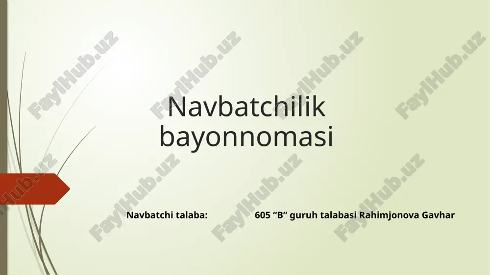 navbatchilik bayonnomasi — PPTX