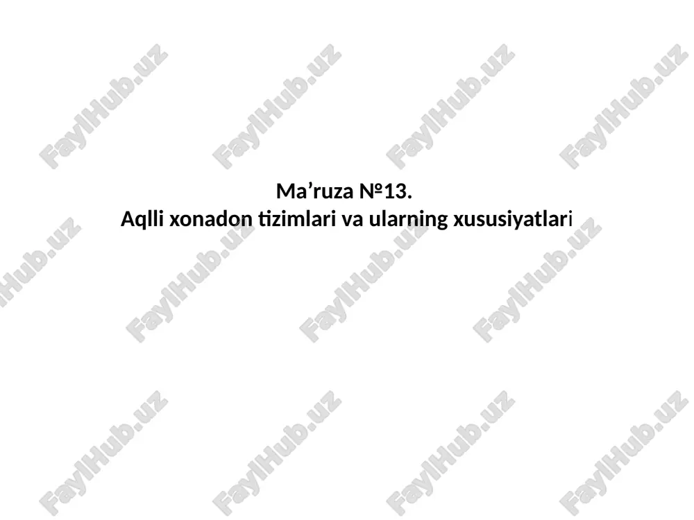 smart home tizimlari — PPTX