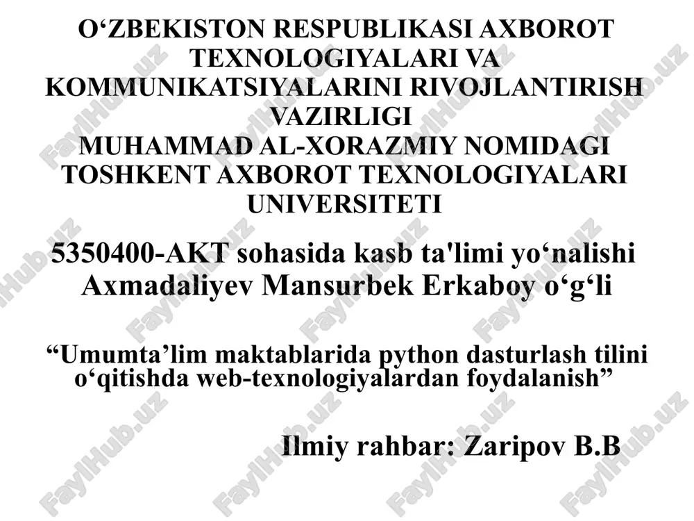 umumta’lim maktablarida python dasturlashni o‘qitish — PPTX