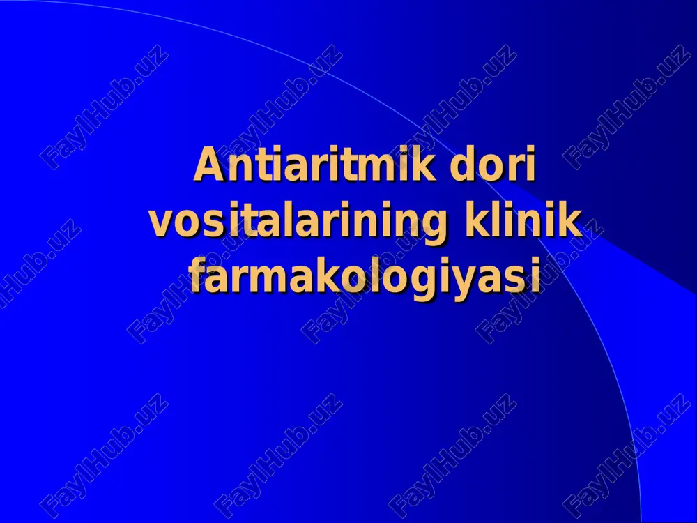 antiaritmik dori vositalarining klinik farmakologiyasi — PDF