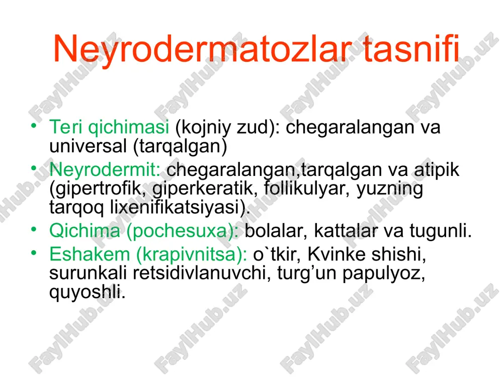 neyrodermatozlar tasnifi — PPT
