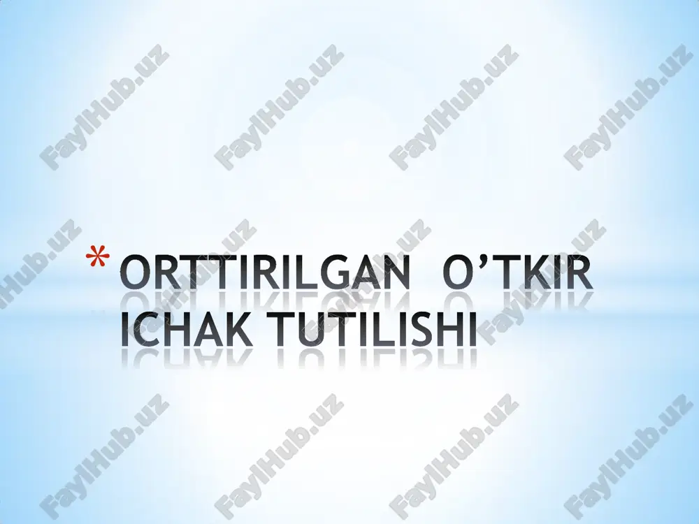 o’tkirilgan o’tkir ichak tutilishi — PDF