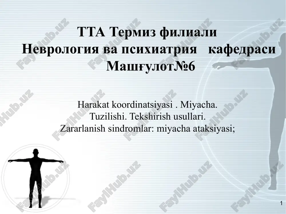 miyacha koordinatsiyasi va zararlanish sindromlari — PPT