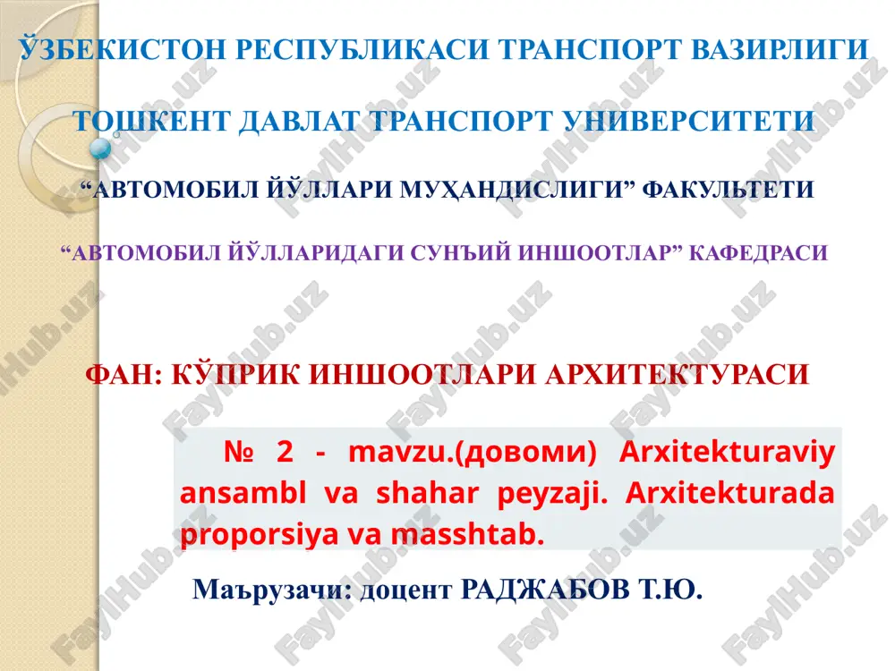 arxitekturada proporsiya va masshtab — PPTX