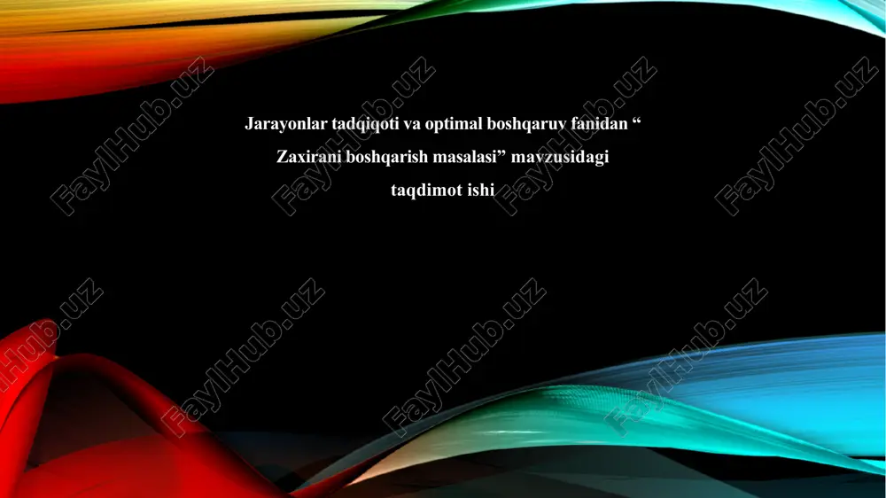 zaxirani boshqarish masalasi. taqdimot — PPTX