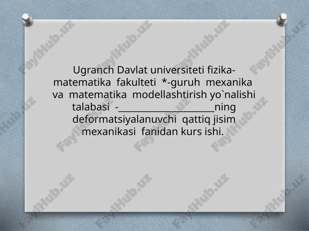 elastik toʻlqinlar tarqalish nazariyasining asosiy tushunchalari. reley va levi toʻlqinlari. — PPTX