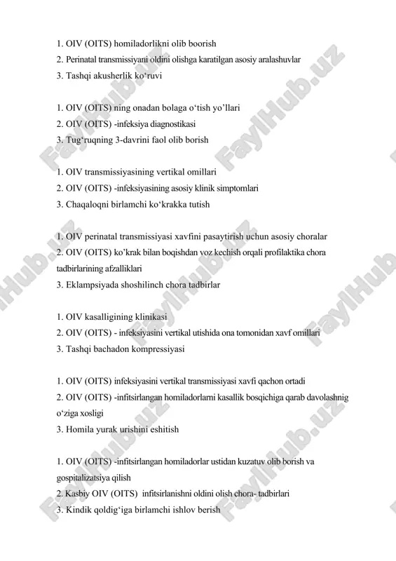 oiv (oits) homiladorlikni olib boorish — DOCX