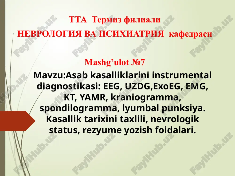 asab kasalliklarini instrumental diagnostikasi — PPTX