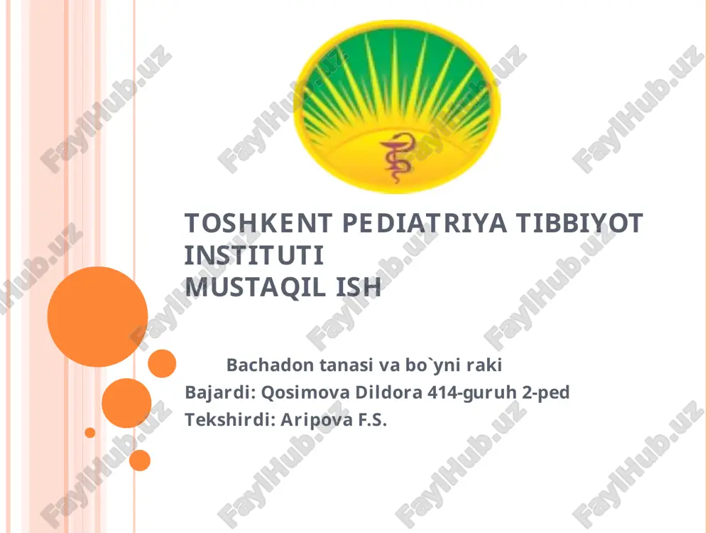 bachadon tanasi va bo`yni raki — PPT