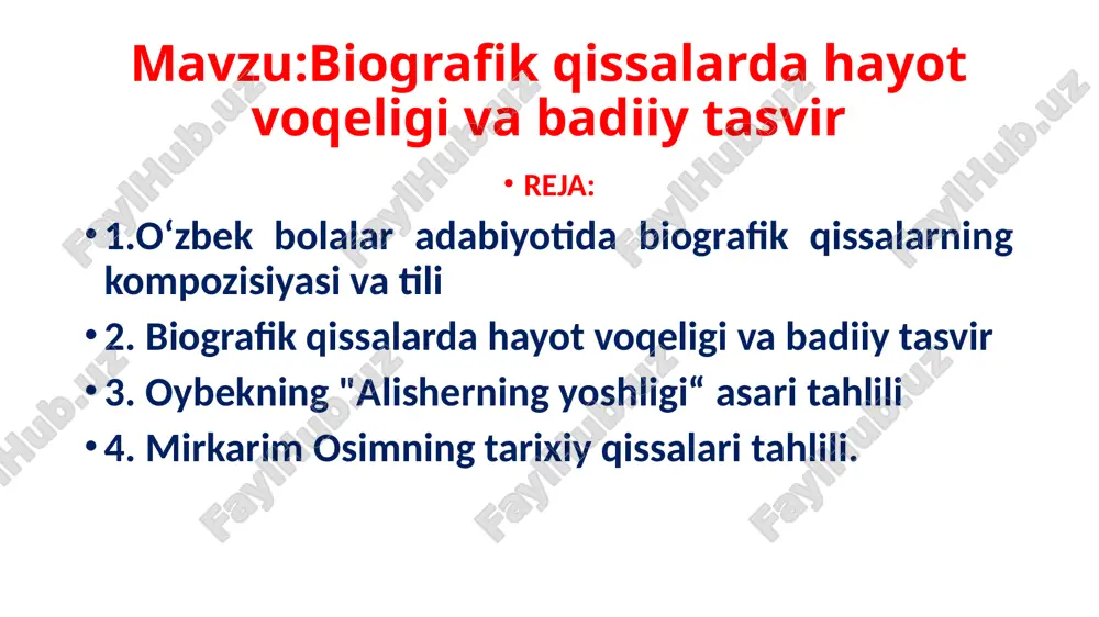 biografik qissalar hayot voqeligi va badiiy tasvir — PPTX
