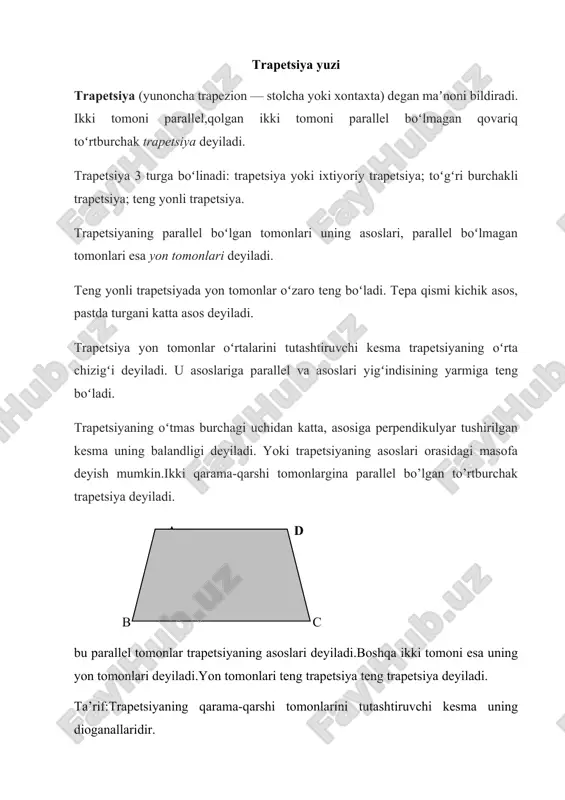 trapetsiya yuzi — DOCX