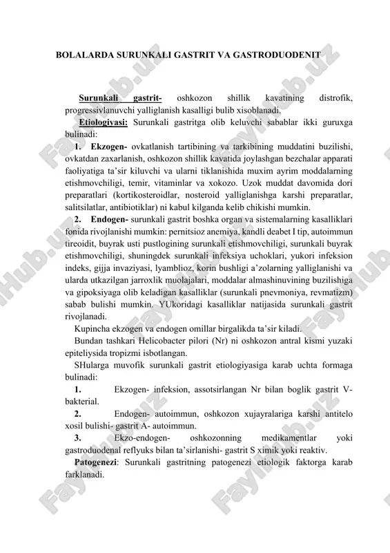 surunkali gastrit va gastroduodenit — DOCX