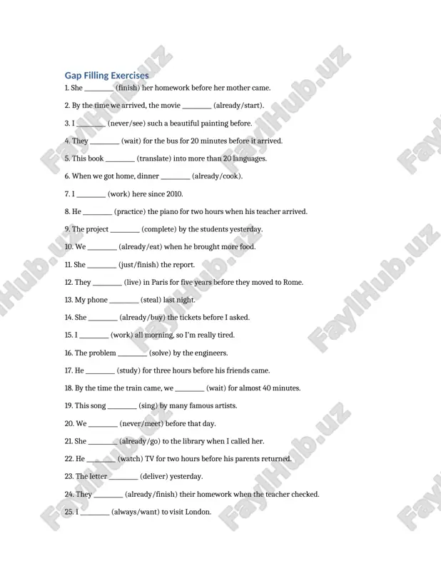 ingliz tilida gap filling mashqi — DOCX