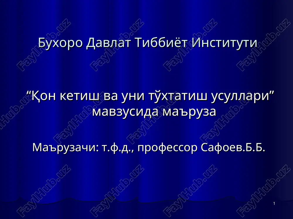 "qon ketish va uni to'xtatish usullari" — PPT