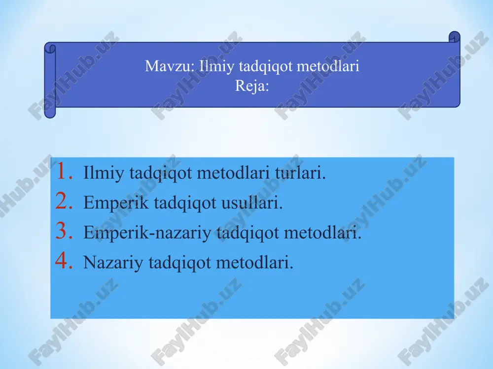 ilmiy tadqiqot metodlari — PPT