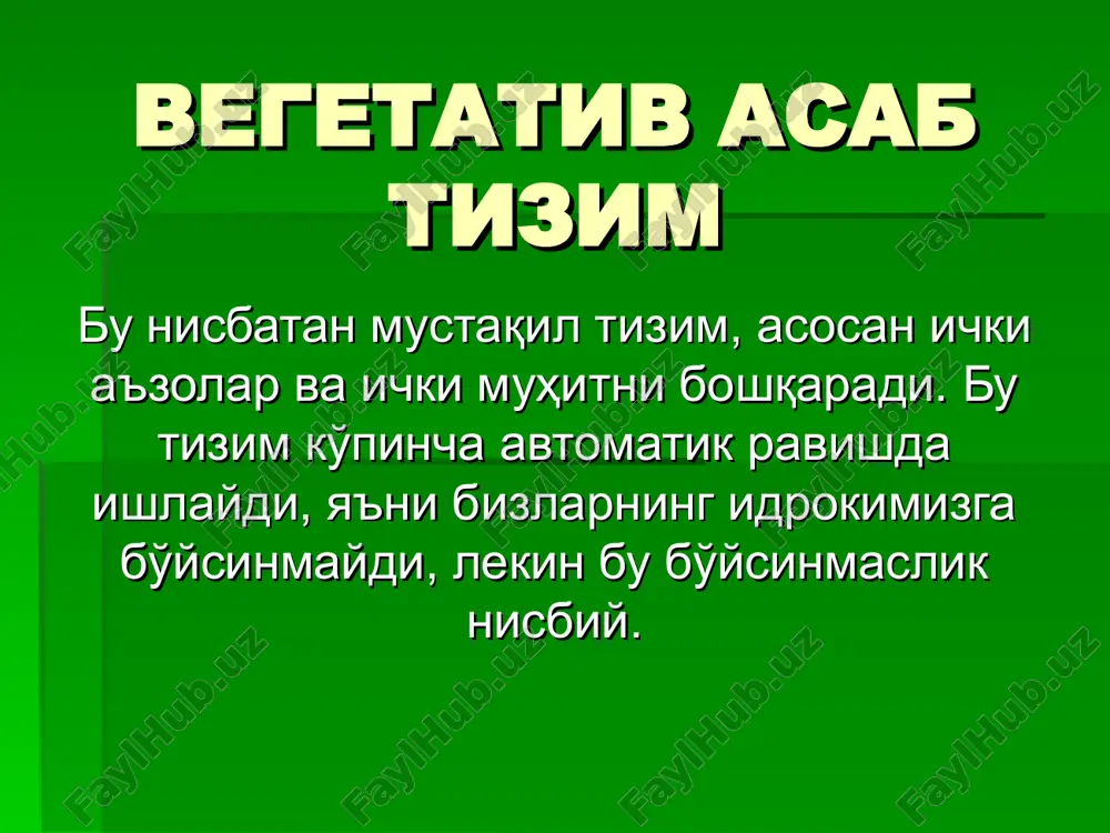 vegetativ asab tizim — PPT