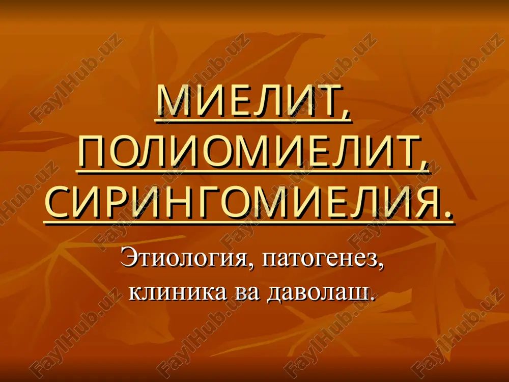 mielit, poliomielit, siringomielit — PPT
