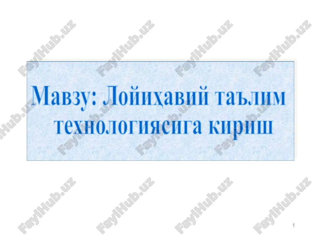 loyihaviy ta'lim texnologiyasi — PPTX