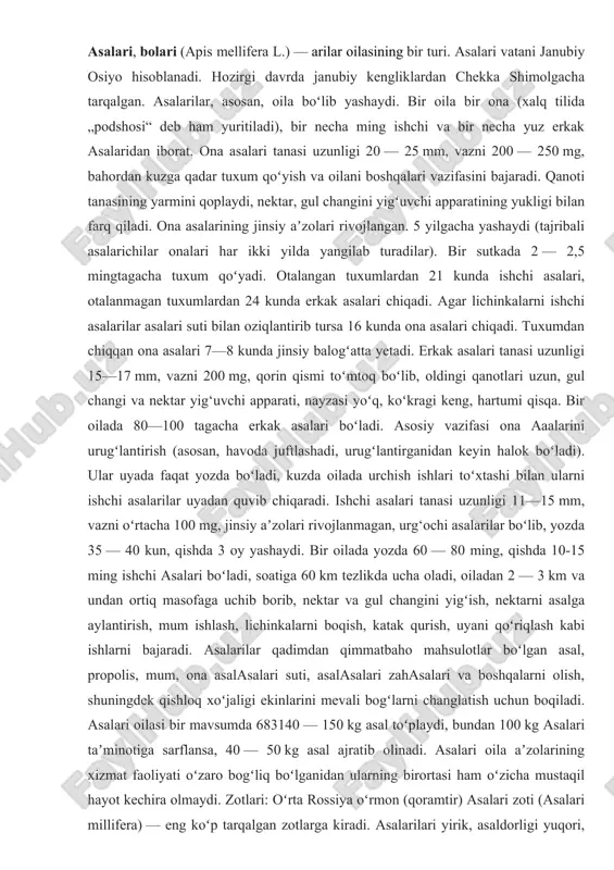 asalarilar (apis mellifera l.) — DOCX