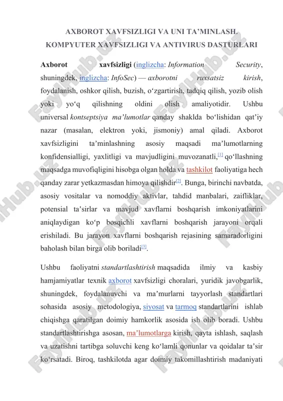 axborot xavfsizligi va antivirus dasturlari — DOCX