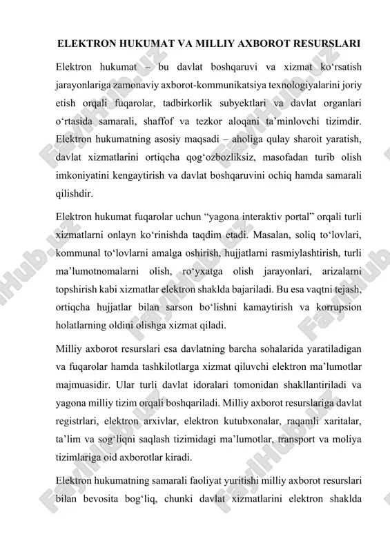 elektron hukumat va milliy axborot resurslari — DOCX