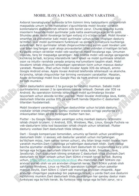 mobil ilova funkcionalarini yaratish — DOCX