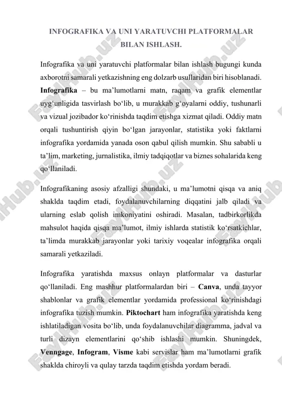 infografika va uni yaratuvchi platformalar bilan ishlash — DOCX