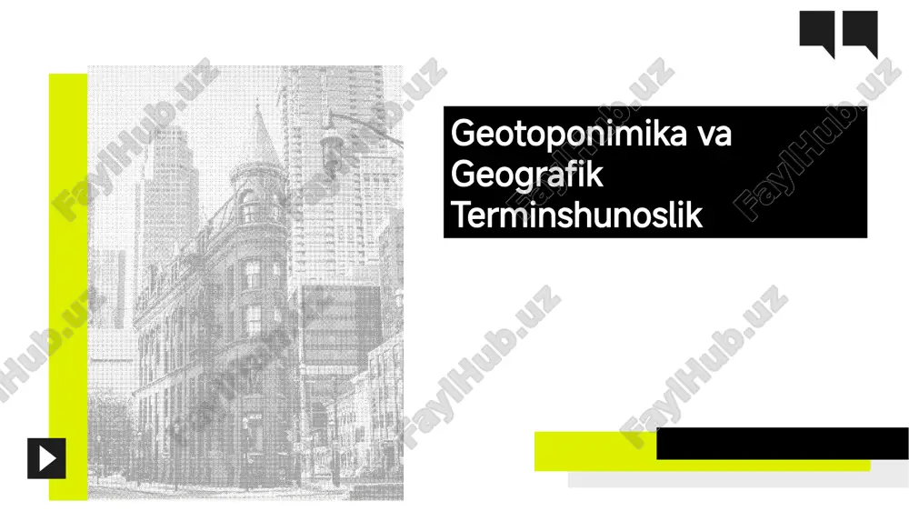 geotoponimika va geografik terminshunoslik — PPTX