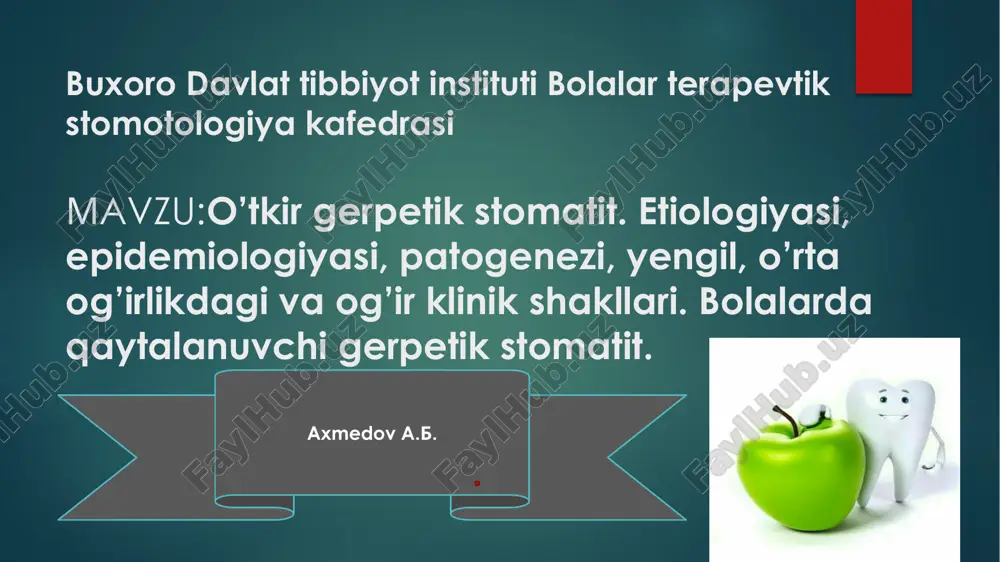 o'tkir gerpetik stomatit — PPTX