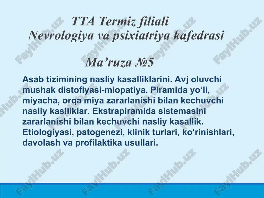 nasliy kasalliklar va ularning davolash usullari — PPT